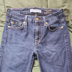 7 For All Mankind Women's Dark Blue Indigo Skinny Ankle Jeans Size 25
